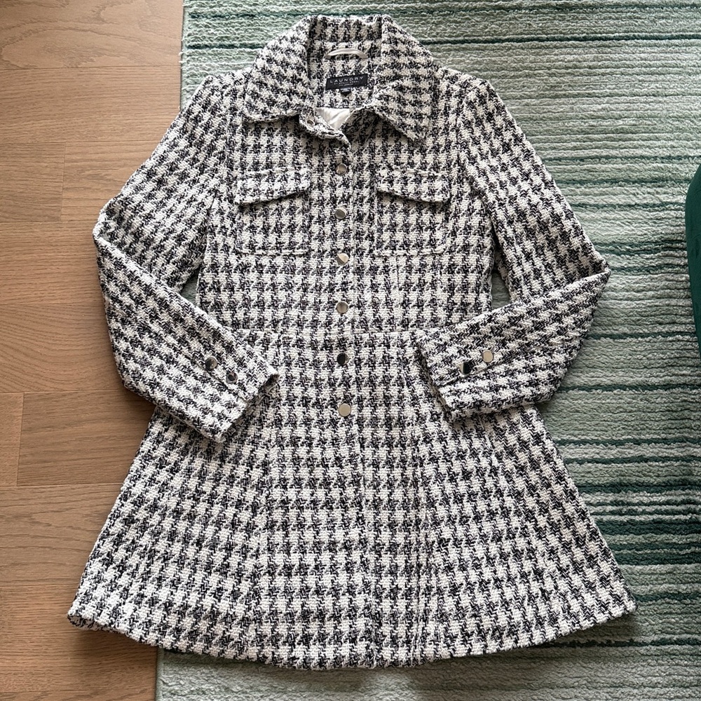 🆕 Laundry by Shelli Segal houndstooth flared coat - Picture 2 of 9